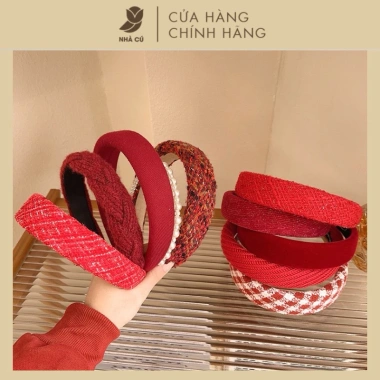 Mấn Băng Đô Cài Tóc Nhà Cú Đỏ Rượu Vang Vải Xốp Sang Trọng - Phù hợp tiệc tùng chụp hình và áo dài Tết giá 19.500 3