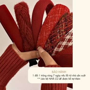 Mấn Băng Đô Cài Tóc Nhà Cú Đỏ Rượu Vang Vải Xốp Sang Trọng - Phù hợp tiệc tùng chụp hình và áo dài Tết giá 19.500 4