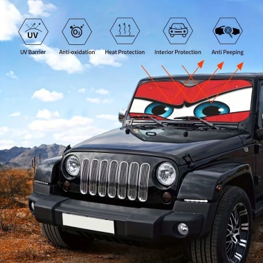 Màn Che Nắng Ô Tô Đỏ Hoạt Hình Gập Lại UV Bảo Vệ Xe SUV - Giá 177.815₫