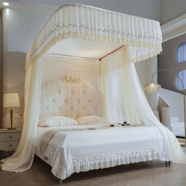 Màn chống muỗi đôi 2m cho phòng ngủ phong cách công chúa, ba cửa, họa tiết mã hoá 5