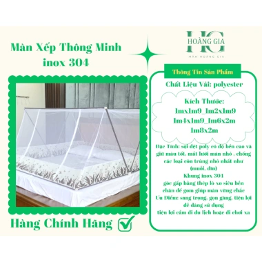 Màn chụp gấp gọn thông minh khung inox, mùng xếp hoa xanh đỏ nâu - Đủ size, giá ưu đãi 113.400₫