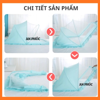 Màn chụp gấp gọn tự bung cho bé - mùng ngủ chống muỗi, họa tiết đẹp An Phúc, 89.000₫
