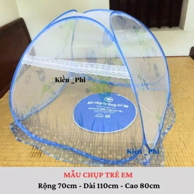 Màn chụp trẻ em cao cấp mùng tự bung - gấp gọn họa tiết hoạt hình, chống muỗi, giá 90.000₫