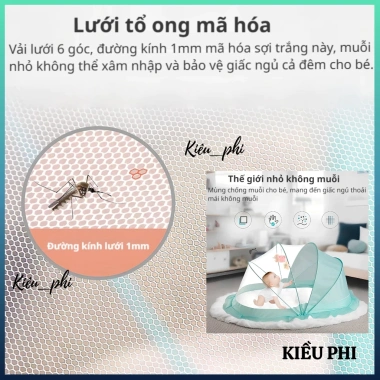 Màn chụp trẻ em gấp gọn tự bung, màn ngủ chống muỗi, họa tiết ngộ nghĩnh 96.000₫ 6