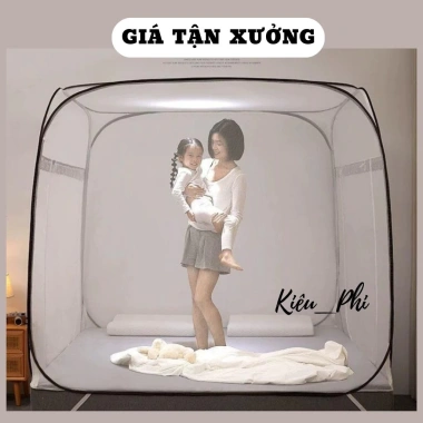 Màn chụp tự bung cao cấp cho người lớn, điểm vuông, chống muỗi, gấp gọn 1.6-2.2m – Giá ưu đãi 139k