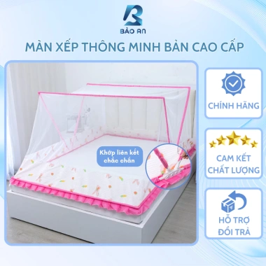 Màn chụp tự bung chống muỗi cao cấp, gấp gọn thông minh, khung nhựa mềm dẻo, an toàn bảo an - Giá 220.500đ