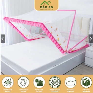 Màn chụp tự bung chống muỗi cao cấp, gấp gọn thông minh, khung nhựa mềm dẻo, an toàn bảo an - Giá 220.500đ