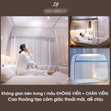 Màn chụp tự bung người lớn vuông Kiểu Phi - Ngủ chống mùi, xếp gập gọn, chỉ 115.000đ