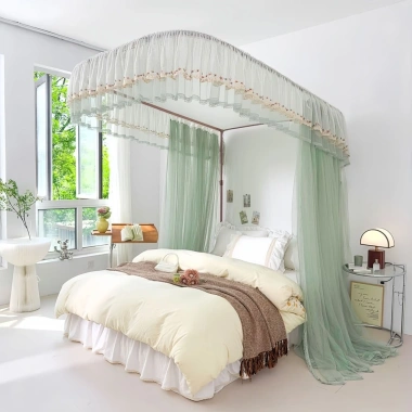 Màn cửa chống muỗi công chúa ba cửa dày, ray, họa tiết mã hoá - Giá 1.38 tr 8