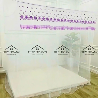 Màn Dây Tuyn Thái 4 Góc Khung Họa Tiết Thêu Hoa Đẹp Mắt - Chống Muỗi - Giá 145k (Giảm từ 187k) - Xưởng Màn Huy Hoàng