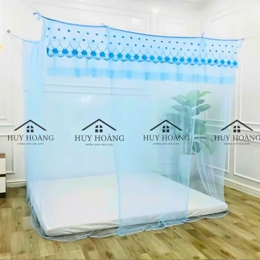 Màn Dây Tuyn Thái 4 Góc Mắc Khung Họa Tiết Thêu Hoa Đẹp - Chống Muỗi - Xưởng Màn Huy Hoàng 145k