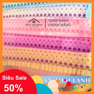 Màn Dây Tuyn Thái Mắc 4 Góc Khung Họa Tiết Thêu Hoa - Chống Muỗi - Giá 145k Xưởng Huy Hoàng