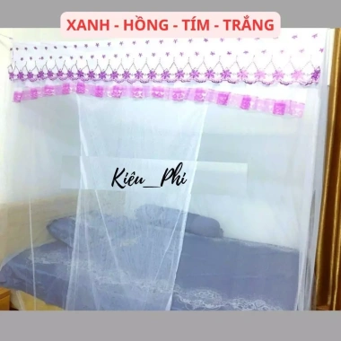 Màn Dây Tuyn Thái Mắc 4 Góc - Màn Mắc Tay Chống Muỗi, Họa Tiết Thêu Hoa Đẹp Mắt, Giá 79.000đ (Giảm từ 98.750đ)