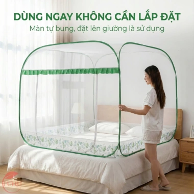 Màn Đỉnh Vuông Cao Cấp 1 Cửa Chống Muỗi Côn Trùng Ngủ Sâu Giá Ưu Đãi 370k 7