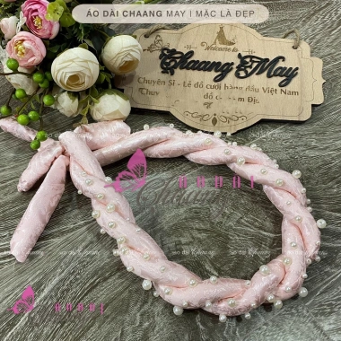 Mấn Đội Đầu Cô Dâu Kết Hạt Trai - Vấn Đội Đầu Cùng Áo Dài, Phụ Kiện Cưới 66.998