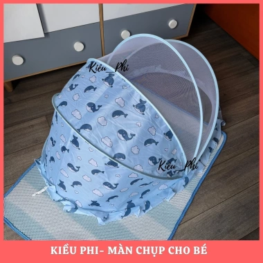 Màn gấp gọn cho bé Kiều Phi tiện lợi, tự bung ngủ, chống muỗi, màu họa tiết, 96.000 VND