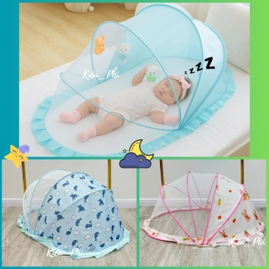 Màn gấp gọn cho bé Kiều Phi tiện lợi, tự bung ngủ, chống muỗi, màu họa tiết, 96.000 VND