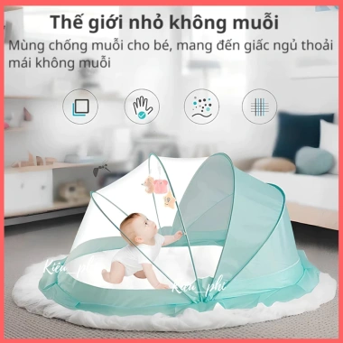 Màn gấp gọn cho bé Kiều Phi tiện lợi, tự bung ngủ, chống muỗi, màu họa tiết, 96.000 VND