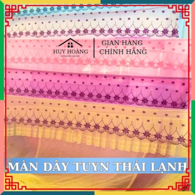 Màn Hạ Mạc 4 Góc Tuyn Thái Chống Muỗi - Khung Họa Tiết Thêu Hoa Đẹp, 145.000₫