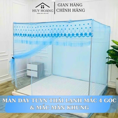 Màn Hạ Mạc 4 Góc Tuyn Thái Chống Muỗi - Khung Thêu Hoa Đẹp Giá Ưu Đãi 145k