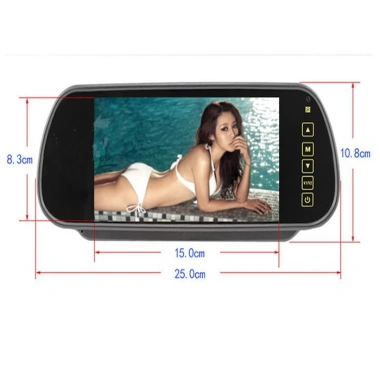 Màn hình gương 7 inch ô tô hiển thị camera lùi và tiến 12/24V không USB giá 550k