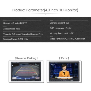Màn hình LCD 4.3 inch ô tô – Camera đảo ngược HD IR, tầm nhìn ban đêm, giá 358.600₫ 6