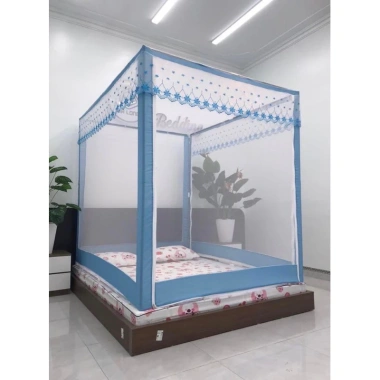 Màn khung vuông inox 304 không khoan tường – Mùng xếp thông minh 2 cửa, gấp gọn tiện lợi, chống muỗi, giá chỉ 195k