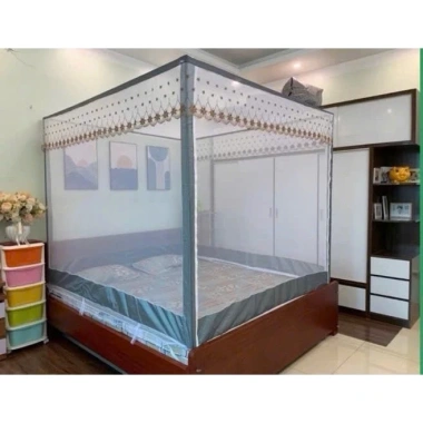 Màn khung vuông inox 304 không khoan tường – Mùng xếp thông minh 2 cửa, gấp gọn tiện lợi, chống muỗi, giá chỉ 195k