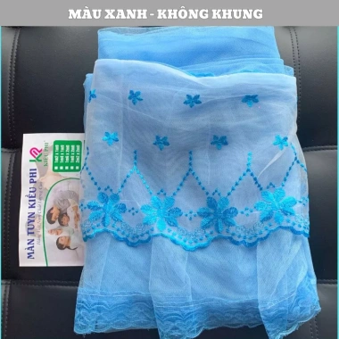 Màn khung vuông inox không khoan tường, mùng ngủ chống muỗi cửa vén thêu ren hoa mai, giảm 23%