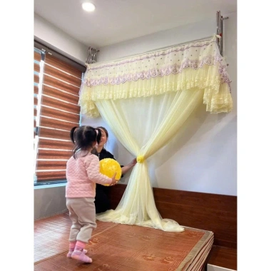 Màn Khung Xếp Gọn Trọn Bộ Thêu Hoa Mai – Bảo Hành Khung 12 Tháng, Tặng Vít Nở, Giá Ưu Đãi 600k 6
