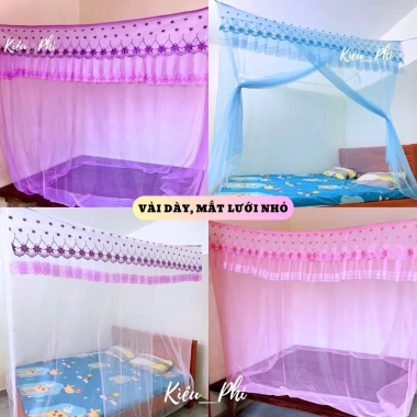 Màn mỏng ngủ chống muỗi tuyết lạnh thêu hoa mai, mắc dây 4 góc gấp gọn cho người lớn - chỉ 79.000₫
