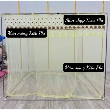 Màn mùng tuyn treo bốn góc hoa mai - Chống muỗi, tự bung, giá chỉ 104.000₫