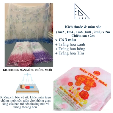 Màn tre hoa KD BEDDING chống muỗi có cửa, mùng ngủ dày dặn, cao cấp, giá chỉ 48.000đ 2