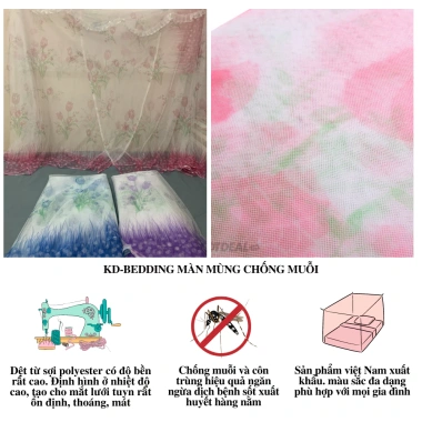 Màn tre hoa KD BEDDING chống muỗi có cửa, mùng ngủ dày dặn, cao cấp, giá chỉ 48.000đ 3