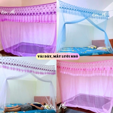 Màn trùm ngủ 4 góc người lớn chống muỗi mùng ngủ lạnh ren hoa chỉ 67.800₫