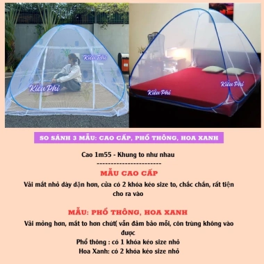 Màn tự bung chóp hoa sang Mùng ngủ chống muỗi gấp gọn dùng mọi mùa giá ưu đãi 122k