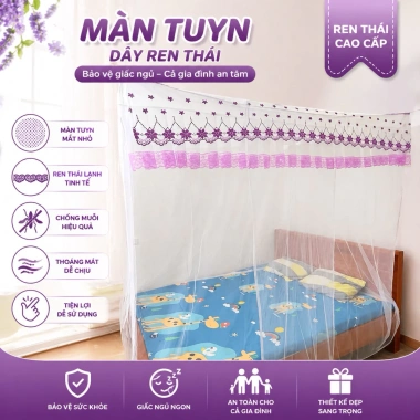 Màn Tủ Lạnh Thái Dây Mắc 4 Góc Chống Muối Ren Hoa Người Lớn Giá Giảm 75.700 VND