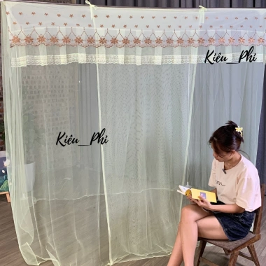 Màn túi lạnh Thái 4 góc dây mắc chống muối, ren thêu hoa - Giá chỉ 105.000đ 3