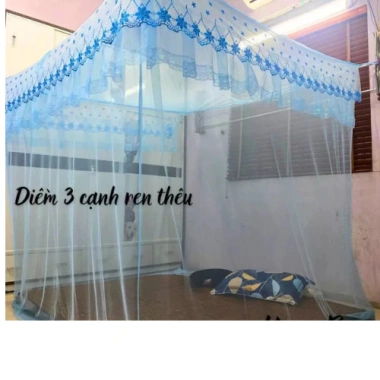 Màn Tuyn Lanh Thái Dây Mắc 4 Góc Chống Muỗi - Họa Tiết Ren Thêu 3 Mặt Giá 250k