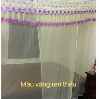 Màn Tuyn Lanh Thái Dây Mắc 4 Góc Chống Muỗi - Họa Tiết Ren Thêu 3 Mặt Giá 250k
