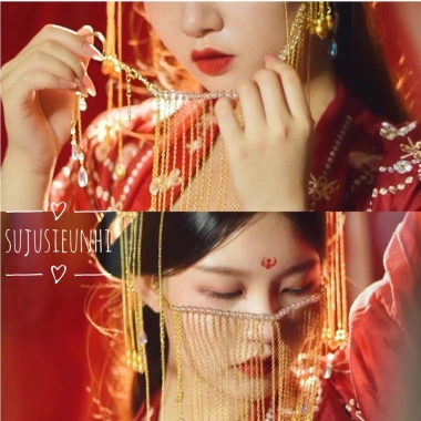Mạng che mặt cổ phong phối hạt tua rua thả dài quyến rũ - Mẫu cosplay đơn giản