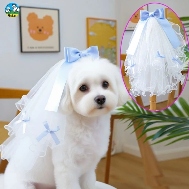 Mạng che mặt cưới cho thú cưng mèo chó - Trang phục công chúa chụp hình đa dạng