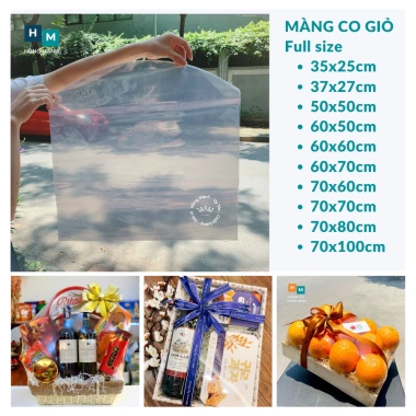 Màng co 1kg bọc giỏ quà Tết đa kích thước, giá ưu đãi 88k, chất lượng cao