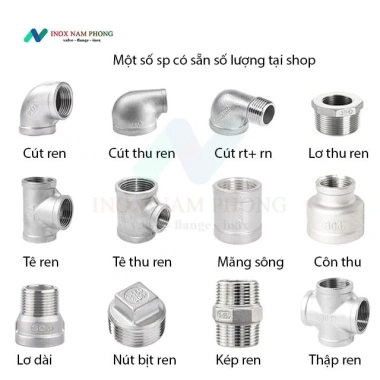 Măng sông inox 304 kết nối ren DN8-DN32, phi 13-42, giá chỉ 19.000₫