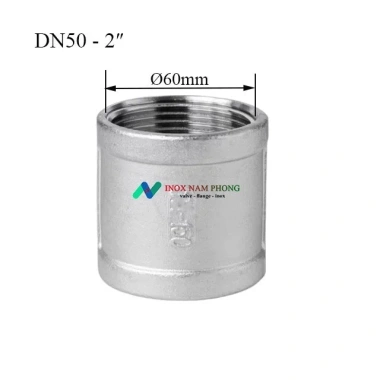 Măng sông inox 304 - nối trong có gờ, sần, nối thẳng phi 60-76-89-114, chỉ 98.900₫