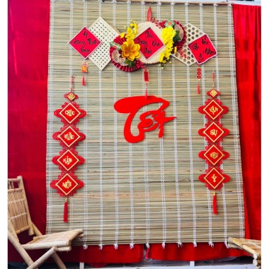 Mành cọ trang trí Tết 1.5x1.9m che nắng ngoài trời giá rẻ, khuyến mãi 149k