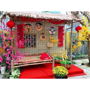 Mành giá rẻ 1,6x1,9m & 1,5x1,9m - Phông trang trí Tết, che nắng mưa tiện lợi, chỉ 80k