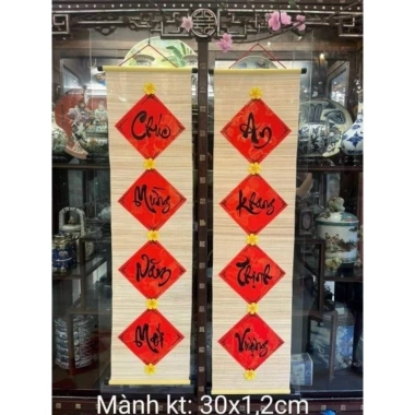 Mành tre câu đối trang trí Tết - Decor góc tết sang trọng, giảm giá 170k