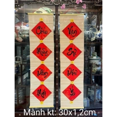 Mành tre câu đối trang trí Tết - Decor góc tết sang trọng, giảm giá 170k