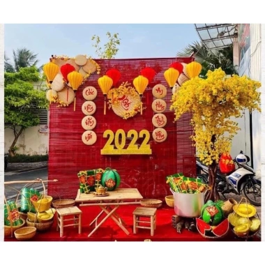 Mành tre đỏ 1.6x2m - Phông nền Trang trí Tết, Giá ưu đãi 140.000 VND 2